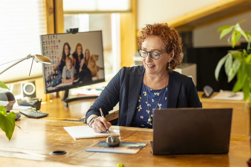 Lisa Fraas at her desk